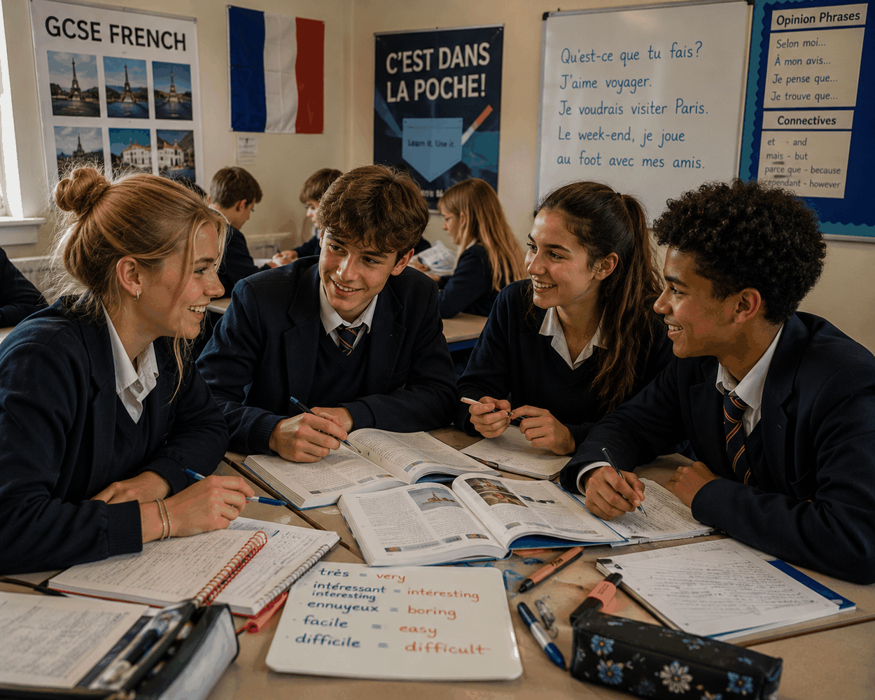 Student learning French